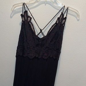 Blue rain black lace maxi dress size medium